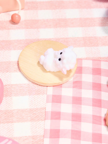 Flocked Mini White Lamb Taba Squishy