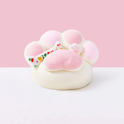 Flocked White-pink Heart Paw Taba Squishy