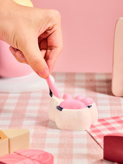 Flocked White-pink Paw Taba Squishy
