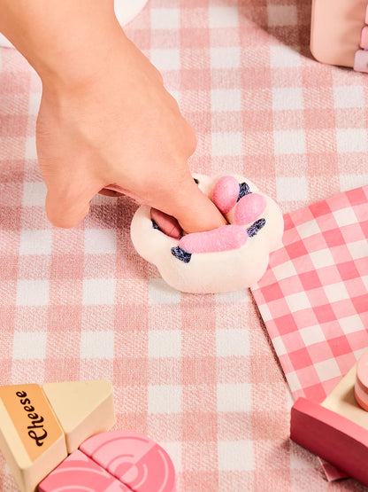Flocked White-pink Paw Taba Squishy