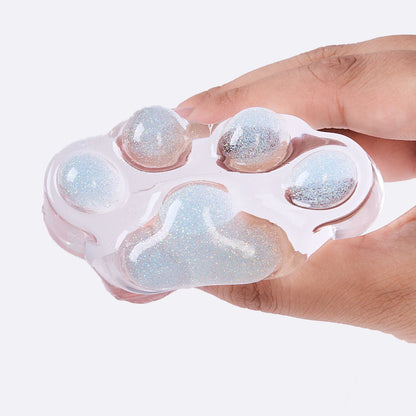 Glitter Clear-blue Paw Taba Squishy