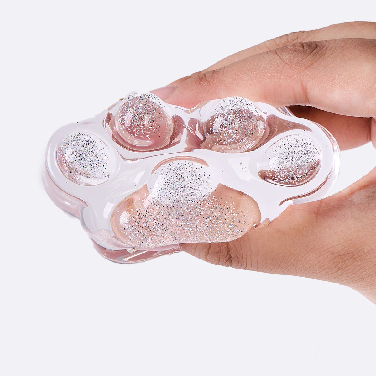 Glitter Clear-silver Paw Taba Squishy