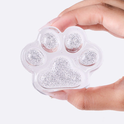 Glitter Clear-silver Paw Taba Squishy