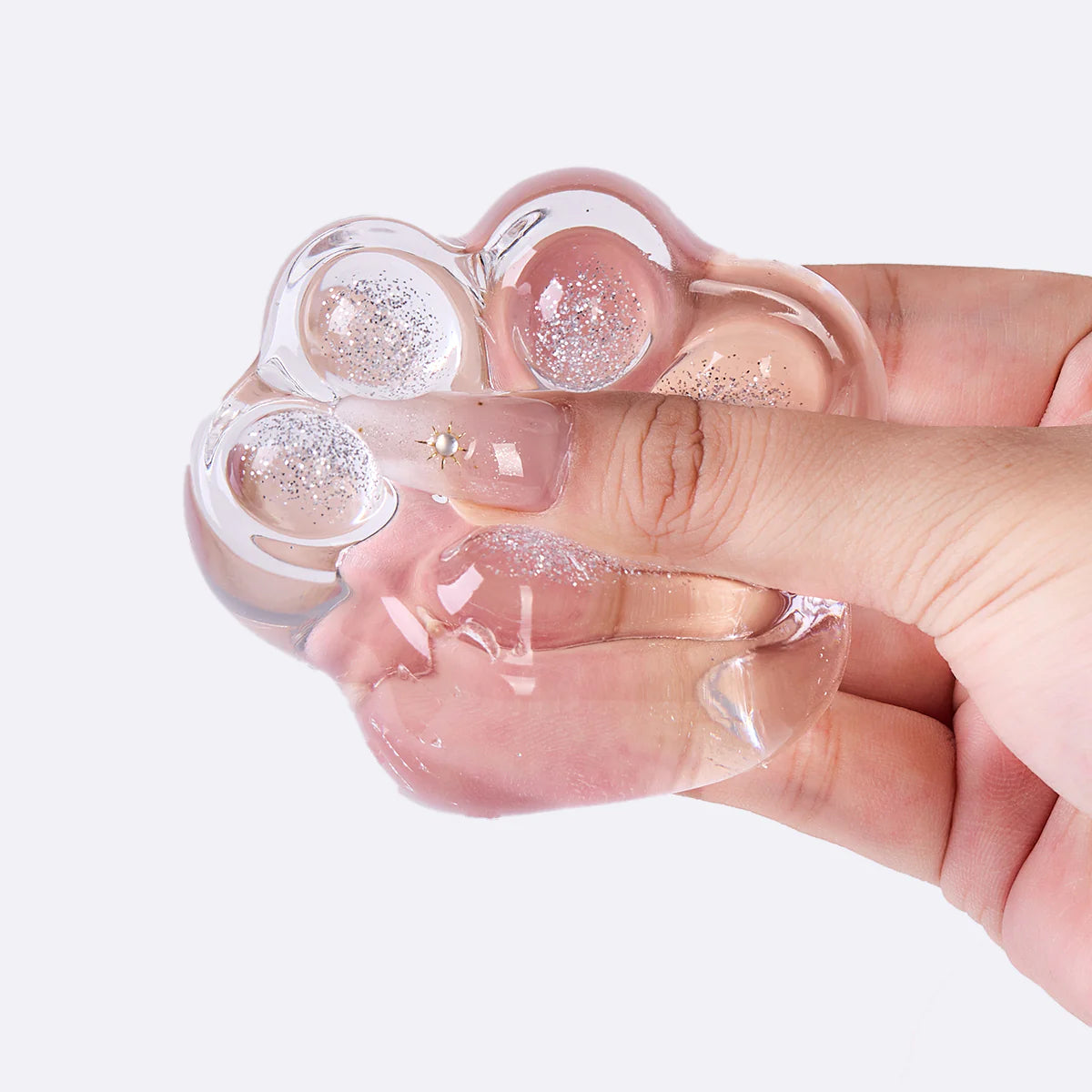 Glitter Clear-silver Paw Taba Squishy