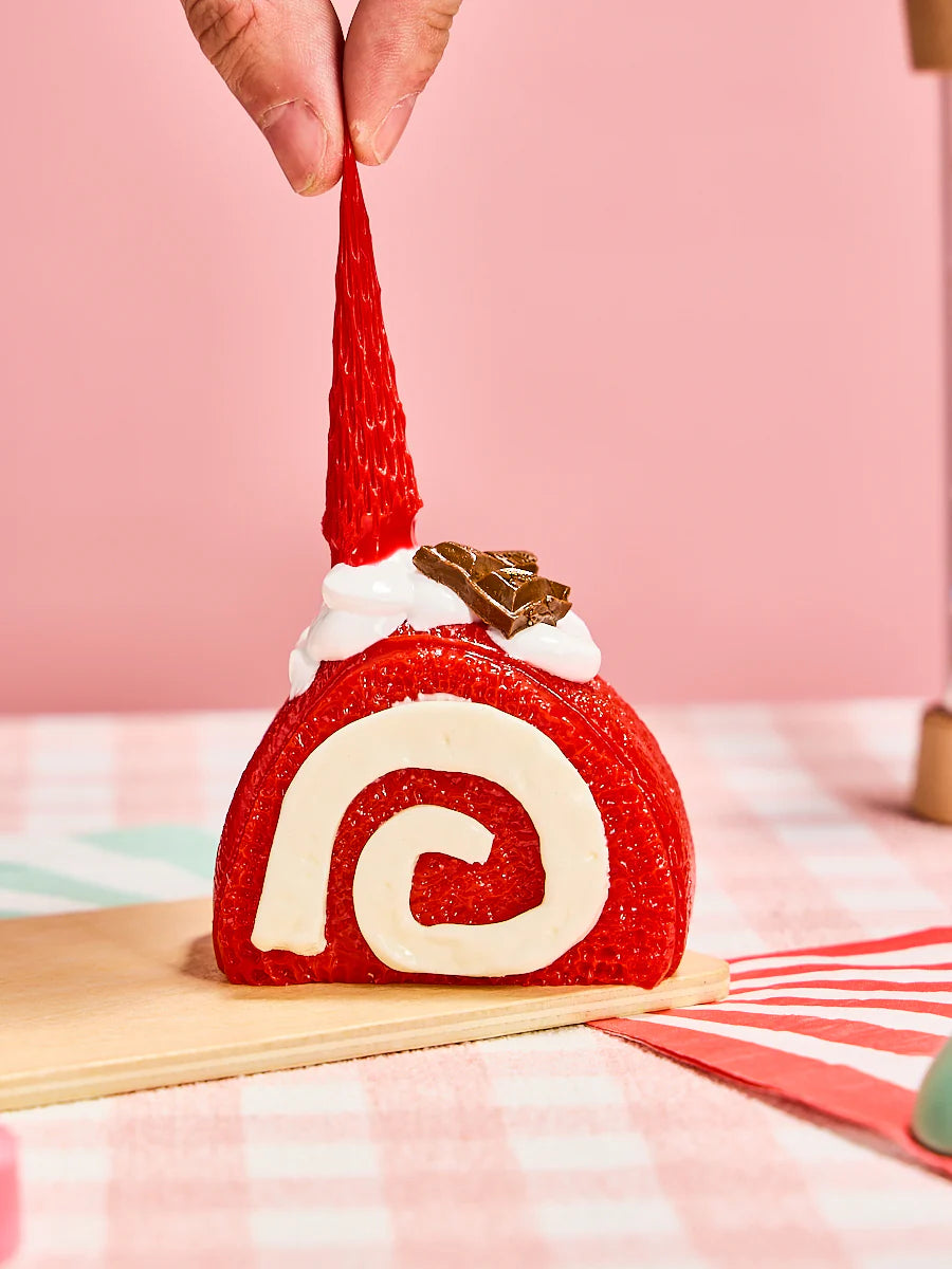Red Strawberry Swiss Roll Taba Squishy