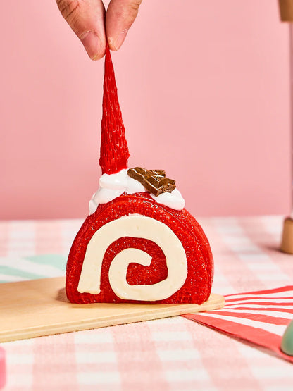 Red Strawberry Swiss Roll Taba Squishy