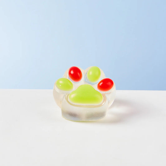 Transparent-green-red Paw Taba Squishy