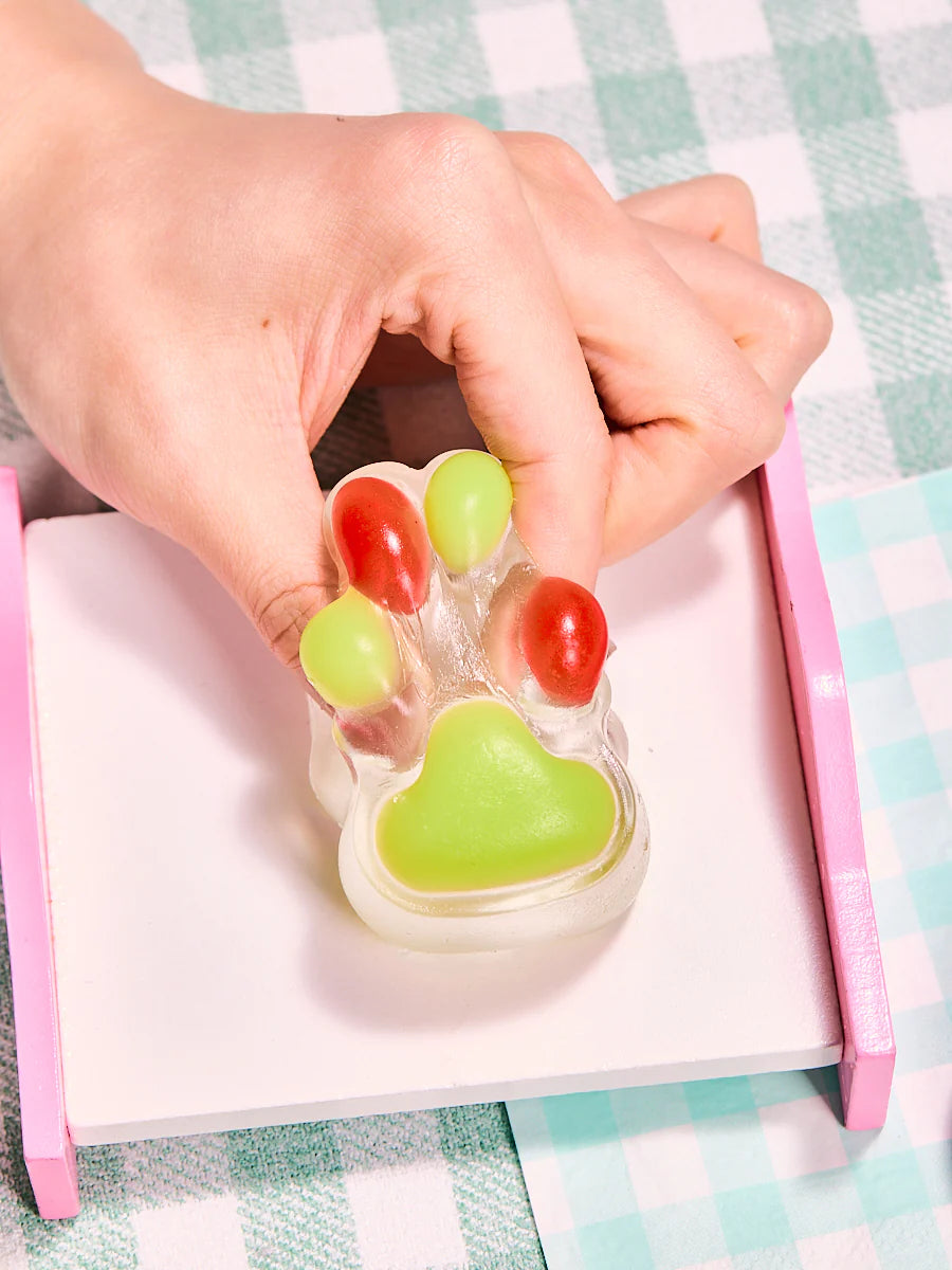Transparent-green-red Paw Taba Squishy