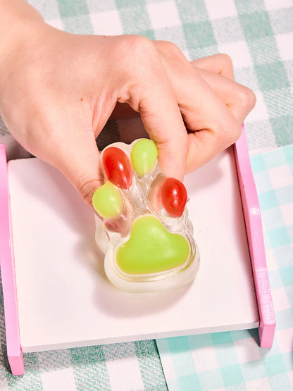 Transparent-green-red Paw Taba Squishy