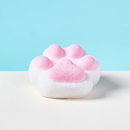 Flocked White-pink Paw Squeeze Toy